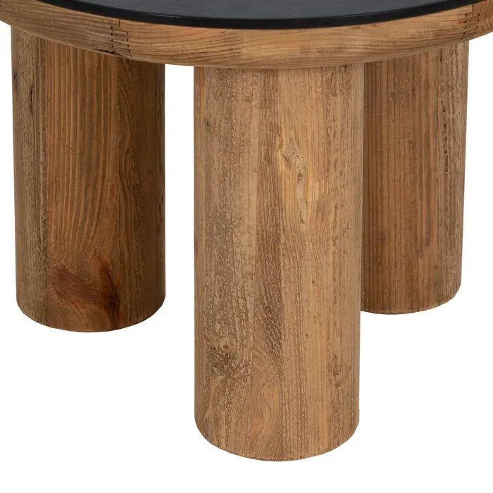 AUXILIARY TABLE NATURAL-BLACK PINE WOOD 60 X 60 X 45 CM