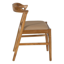 Load image into Gallery viewer, NATURAL-BEIGE TEAK WOOD-LEATHER CHAIR 54 X 51 X 70 CM