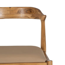 Carica l&#39;immagine nel visualizzatore di Gallery, NATURAL-BEIGE TEAK WOOD-LEATHER CHAIR 54 X 51 X 70 CM