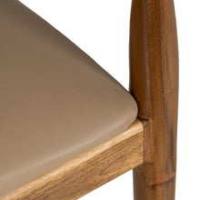 Load image into Gallery viewer, NATURAL-BEIGE TEAK WOOD-LEATHER CHAIR 54 X 51 X 70 CM