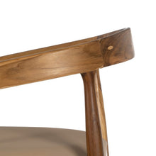 Load image into Gallery viewer, NATURAL-BEIGE TEAK WOOD-LEATHER CHAIR 54 X 51 X 70 CM