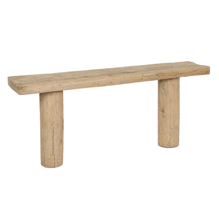 NATURAL ELM WOOD ENTRANCE CONSOLE 180 X 38 X 76 CM