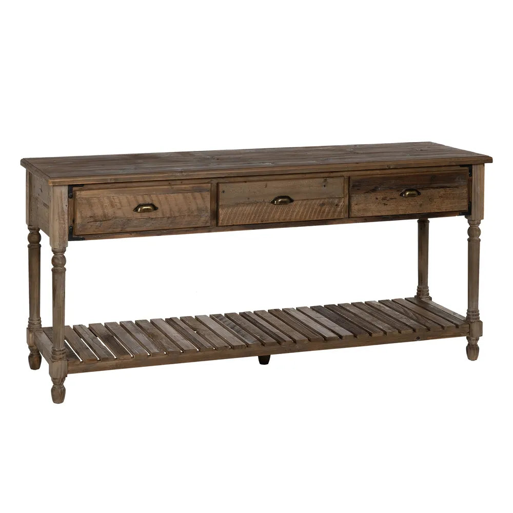 BROWN WOODEN CONSOLE 184.50 X 50 X 86.80 CM