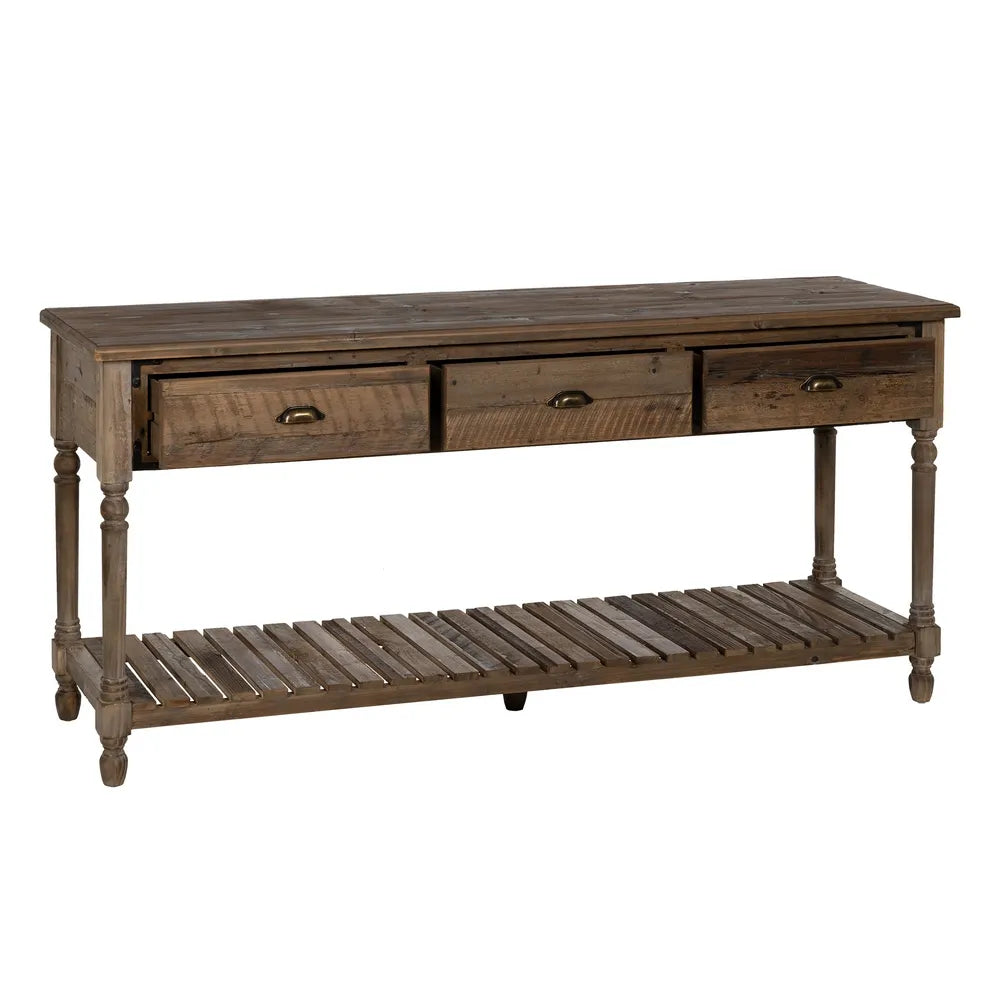 BROWN WOODEN CONSOLE 184.50 X 50 X 86.80 CM