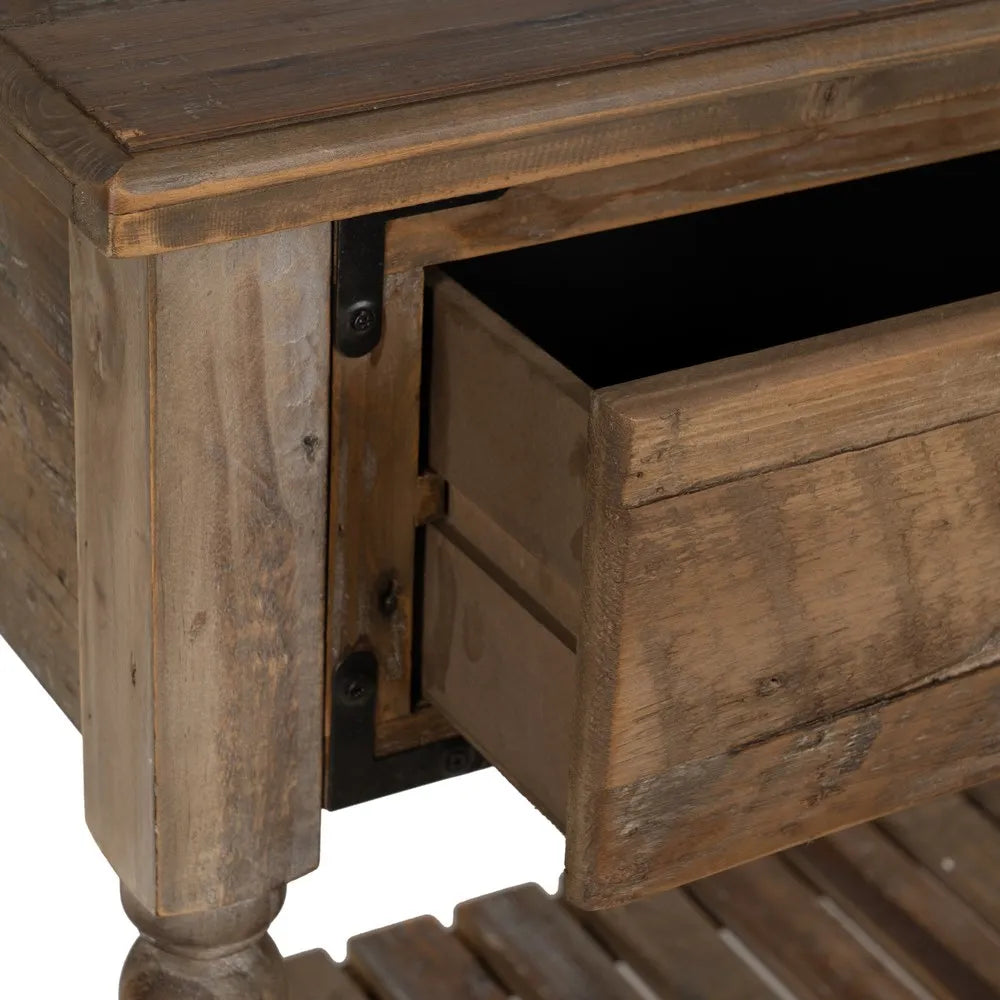 BROWN WOODEN CONSOLE 184.50 X 50 X 86.80 CM