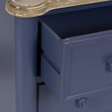 Carica l&#39;immagine nel visualizzatore di Gallery, COUNTRY BLUE BED SIDE TABLE 80 X 45 X 60 CM