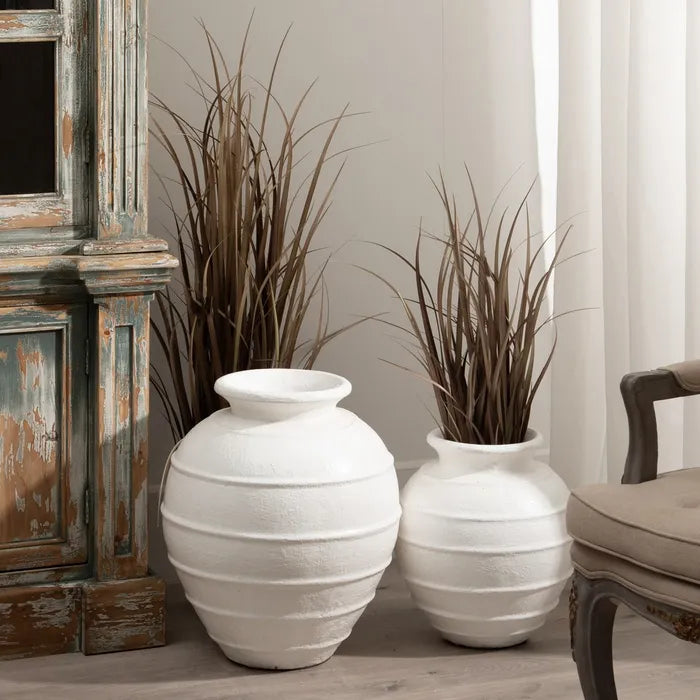 VASE WHITE FIBER CEMENT DECORATION 45 X 45 X 51 CM