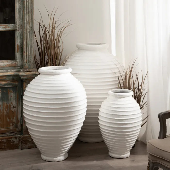 VASE WHITE FIBER CEMENT DECORATION 72 X 72 X 100 CM
