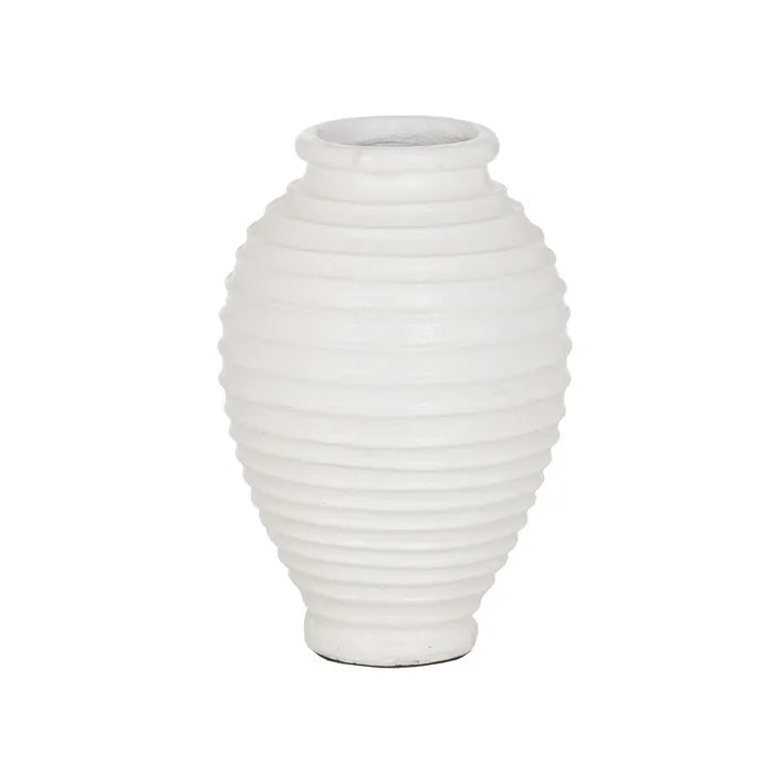 VASE WHITE FIBER CEMENT DECORATION 39 X 39 X 60 CM