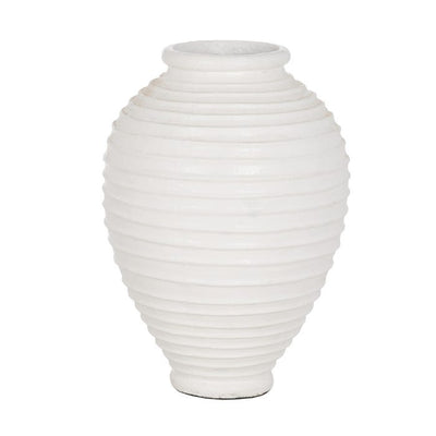 VASE WHITE FIBER CEMENT DECORATION 58 X 58 X 80 CM