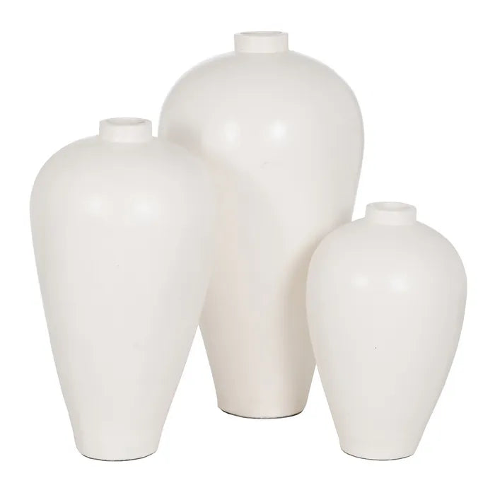 VASE WHITE TERRACOTTA DECORATION 51 X 51 X 100 CM