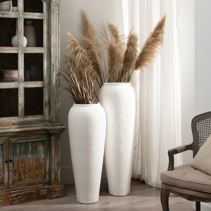 VASE WHITE FIBER CEMENT DECORATION 42 X 42 X 120 CM