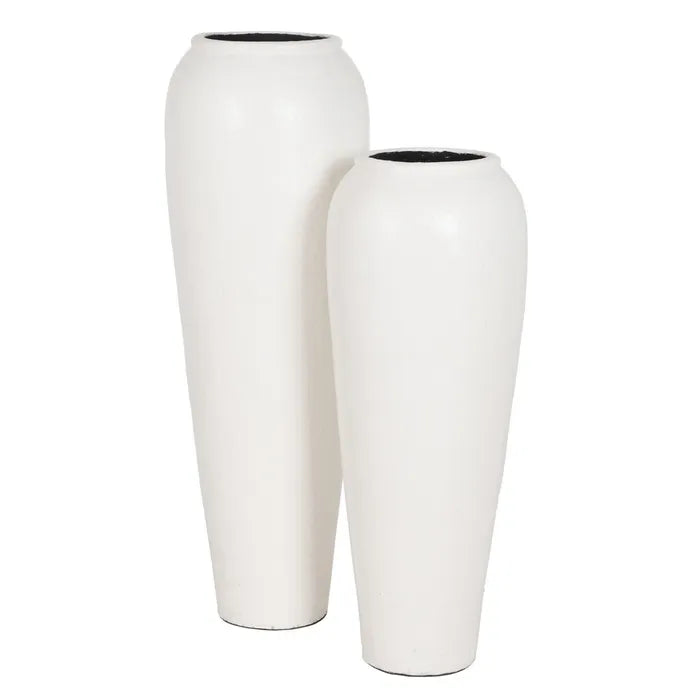 VASE WHITE FIBER CEMENT DECORATION 42 X 42 X 120 CM