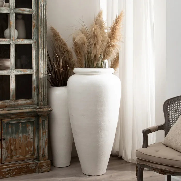VASE WHITE FIBER CEMENT DECORATION 62 X 62 X 120 CM