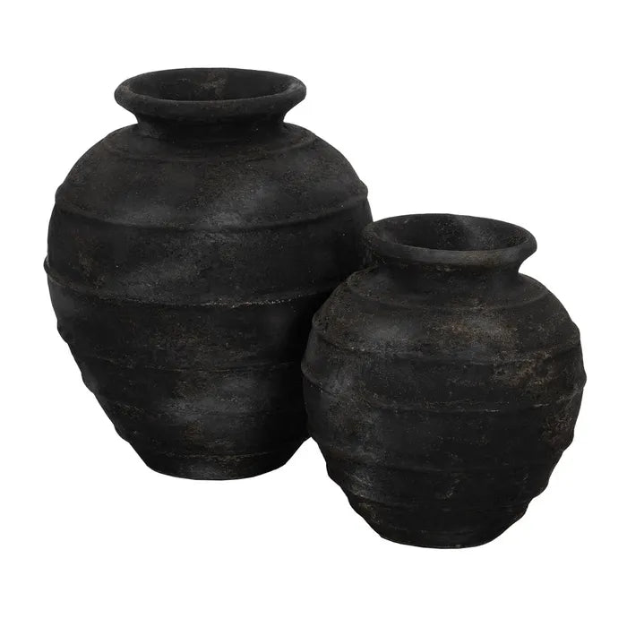 GRAY FIBER CEMENT VASE DECORATION 35 X 35 X 41 CM