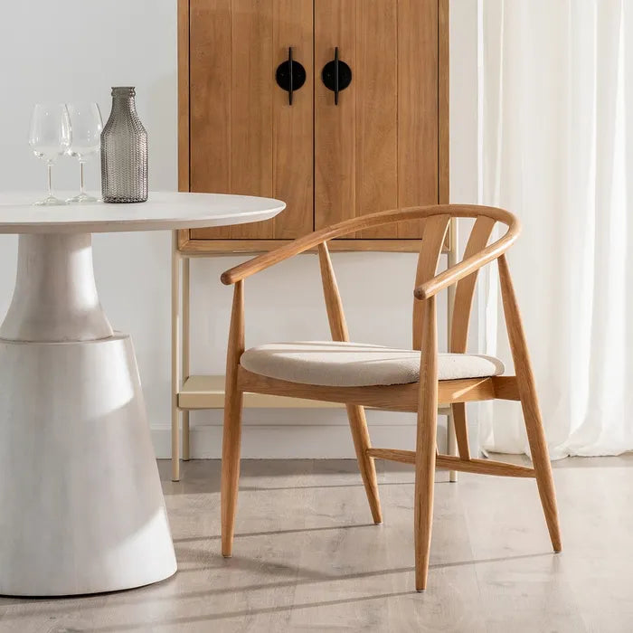 NATURAL FABRIC-WOOD CHAIR 56.50 X 57 X 76.50 CM