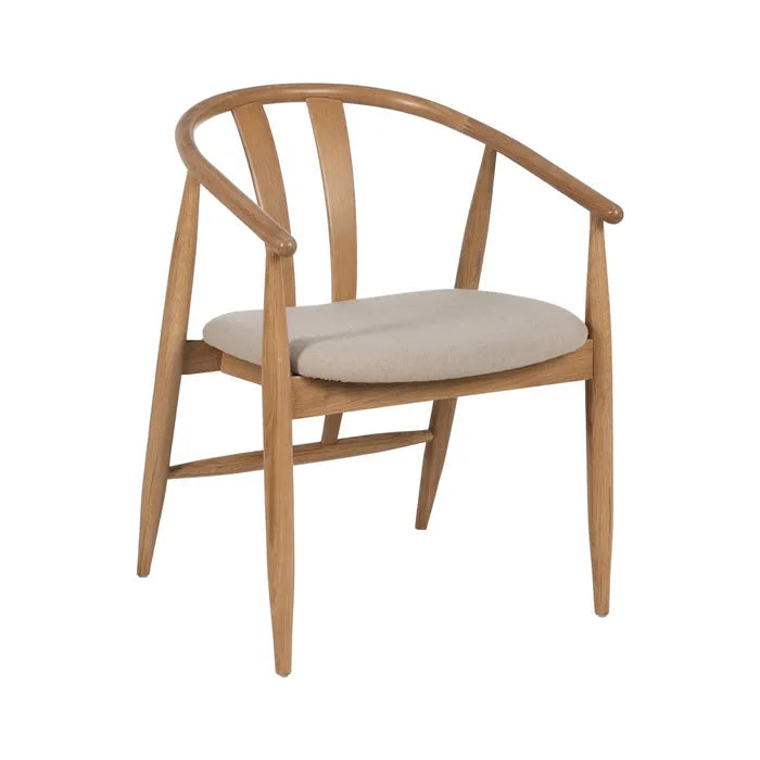 NATURAL FABRIC-WOOD CHAIR 56.50 X 57 X 76.50 CM