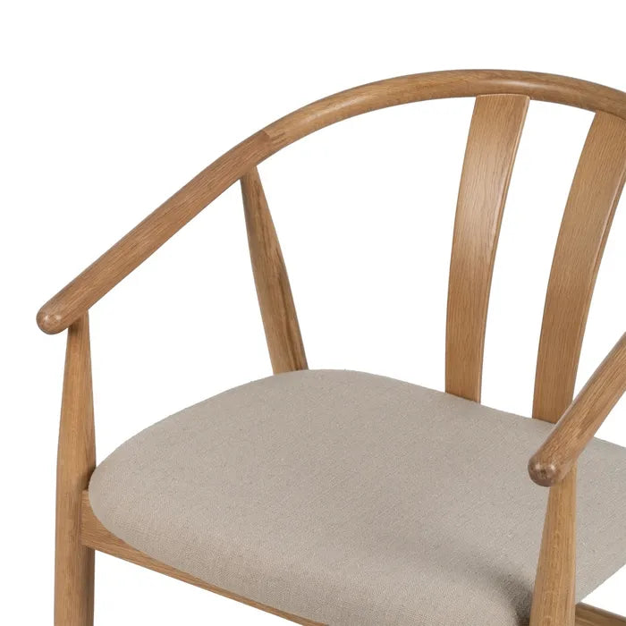 NATURAL FABRIC-WOOD CHAIR 56.50 X 57 X 76.50 CM