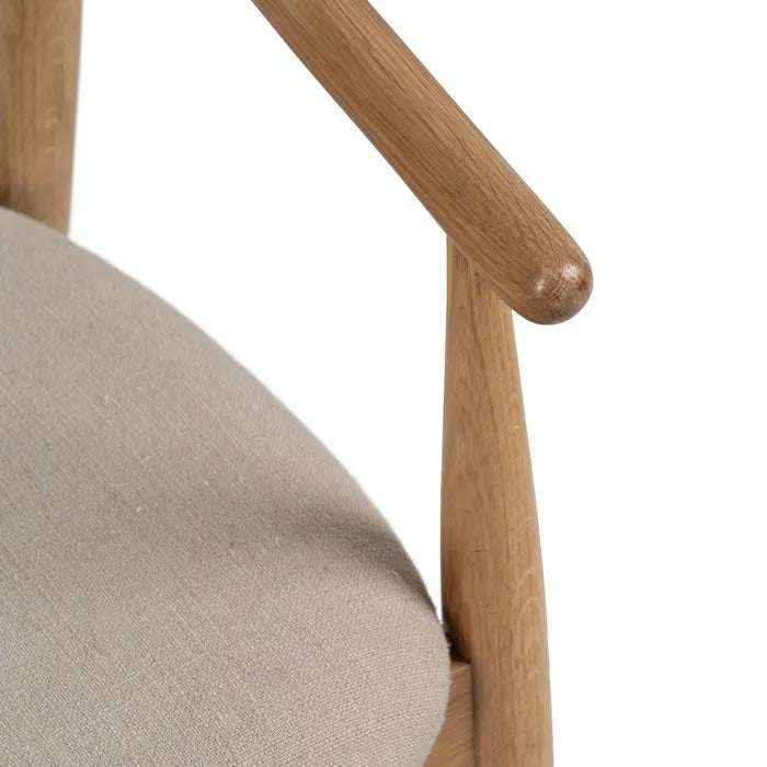 NATURAL FABRIC-WOOD CHAIR 56.50 X 57 X 76.50 CM