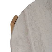 Carica l&#39;immagine nel visualizzatore di Gallery, COFFE TABLE NATURAL-WHITE MARBLE/WOOD 72,50 X 70 X 40 CM