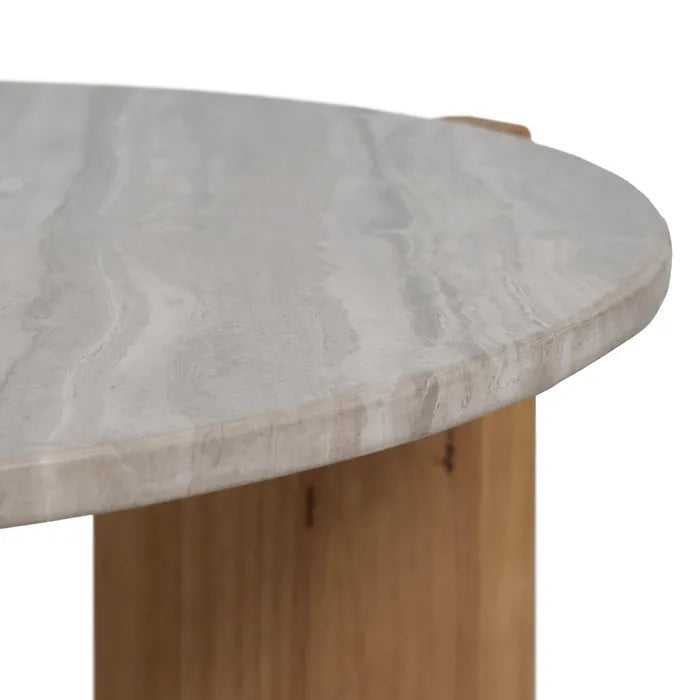 COFFE TABLE NATURAL-WHITE MARBLE/WOOD 72,50 X 70 X 40 CM