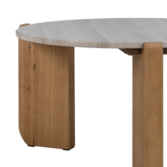 COFFE TABLE NATURAL-WHITE MARBLE/WOOD 72,50 X 70 X 40 CM