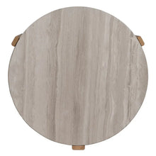 Laden Sie das Bild in den Galerie-Viewer, COFFE TABLE NATURAL-WHITE MARBLE/WOOD 72,50 X 70 X 40 CM