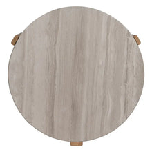 Cargar imagen en el visor de la galería, COFFE TABLE NATURAL-WHITE MARBLE/WOOD 72,50 X 70 X 40 CM