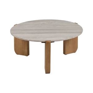 COFFE TABLE NATURAL-WHITE MARBLE/WOOD 83 X 80 X 37 CM