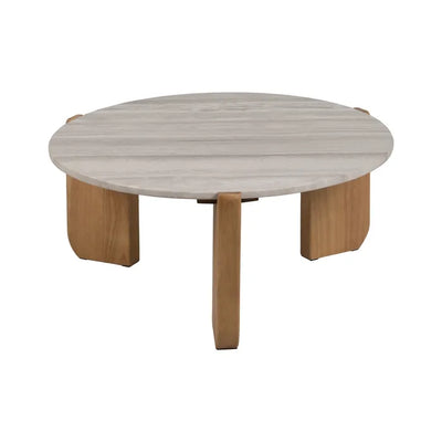 COFFE TABLE NATURAL-WHITE MARBLE/WOOD 83 X 80 X 37 CM