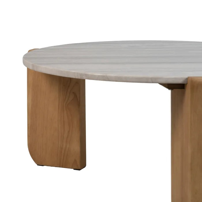 COFFE TABLE NATURAL-WHITE MARBLE/WOOD 83 X 80 X 37 CM