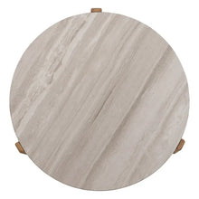 Cargar imagen en el visor de la galería, COFFE TABLE NATURAL-WHITE MARBLE/WOOD 83 X 80 X 37 CM