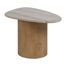 Charger l&#39;image dans la galerie, TABLE NATURAL-WHITE MARBLE/WOOD 58 X 38 X 40 CM