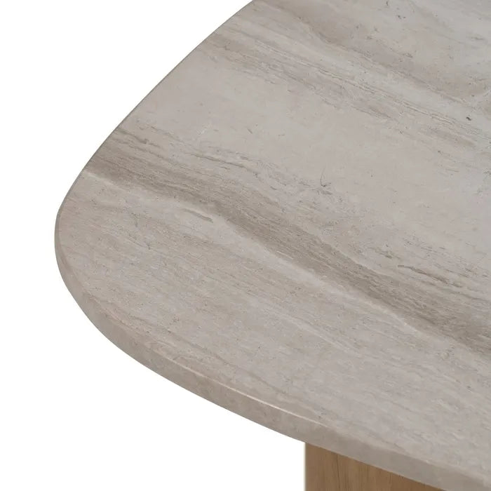 TABLE NATURAL-WHITE MARBLE/WOOD 58 X 38 X 40 CM