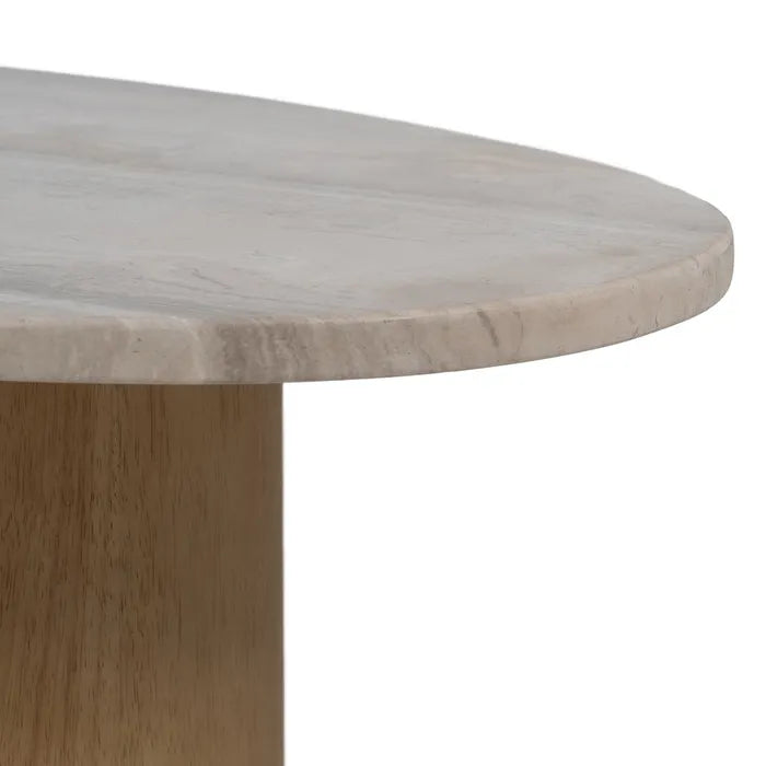 TABLE NATURAL-WHITE MARBLE/WOOD 58 X 38 X 40 CM