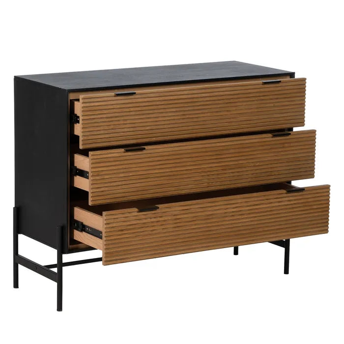 BLACK-NATURAL CHEST OF DRAWERS 104 X 40 X 81.50 CM