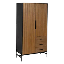 Load image into Gallery viewer, BLACK-NATURAL DM-WOOD CABINET 104 X 53 X 203 CM