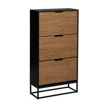 Load image into Gallery viewer, BLACK-NATURAL SHOE CABINET 60 X 25 X 116 CM