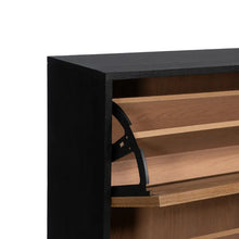 Load image into Gallery viewer, BLACK-NATURAL SHOE CABINET 60 X 25 X 116 CM