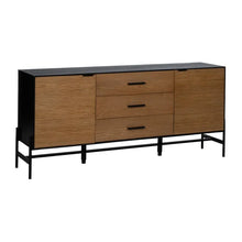 Carica l&#39;immagine nel visualizzatore di Gallery, BLACK-NATURAL SIDEBOARD DM-WOOD 164 X 40 X 75 CM