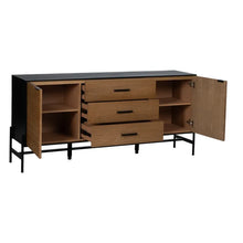 Carica l&#39;immagine nel visualizzatore di Gallery, BLACK-NATURAL SIDEBOARD DM-WOOD 164 X 40 X 75 CM