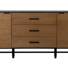 Charger l&#39;image dans la galerie, BLACK-NATURAL SIDEBOARD DM-WOOD 164 X 40 X 75 CM