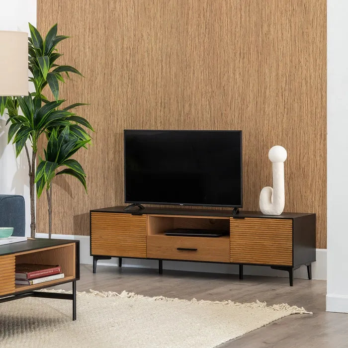 BLACK-NATURAL TV CABINET DM-WOOD 154 X 40 X 44 CM