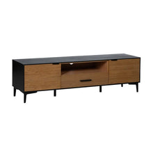 Load image into Gallery viewer, BLACK-NATURAL TV CABINET DM-WOOD 154 X 40 X 44 CM