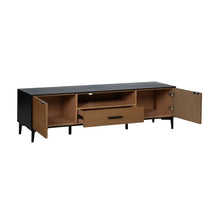 Cargar imagen en el visor de la galería, BLACK-NATURAL TV CABINET DM-WOOD 154 X 40 X 44 CM