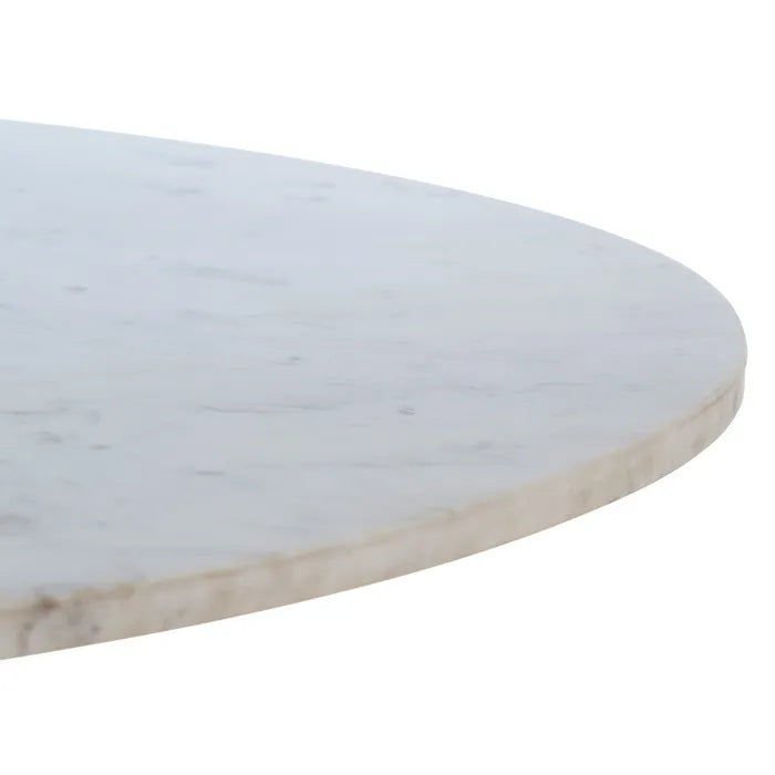 WHITE MARBLE/WOOD DINING TABLE 120 X 120 X 76 CM