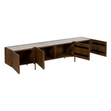 Load image into Gallery viewer, TV STAND WHITE-NATURAL MARBLE/WOOD 200 X 35 X 46 CM