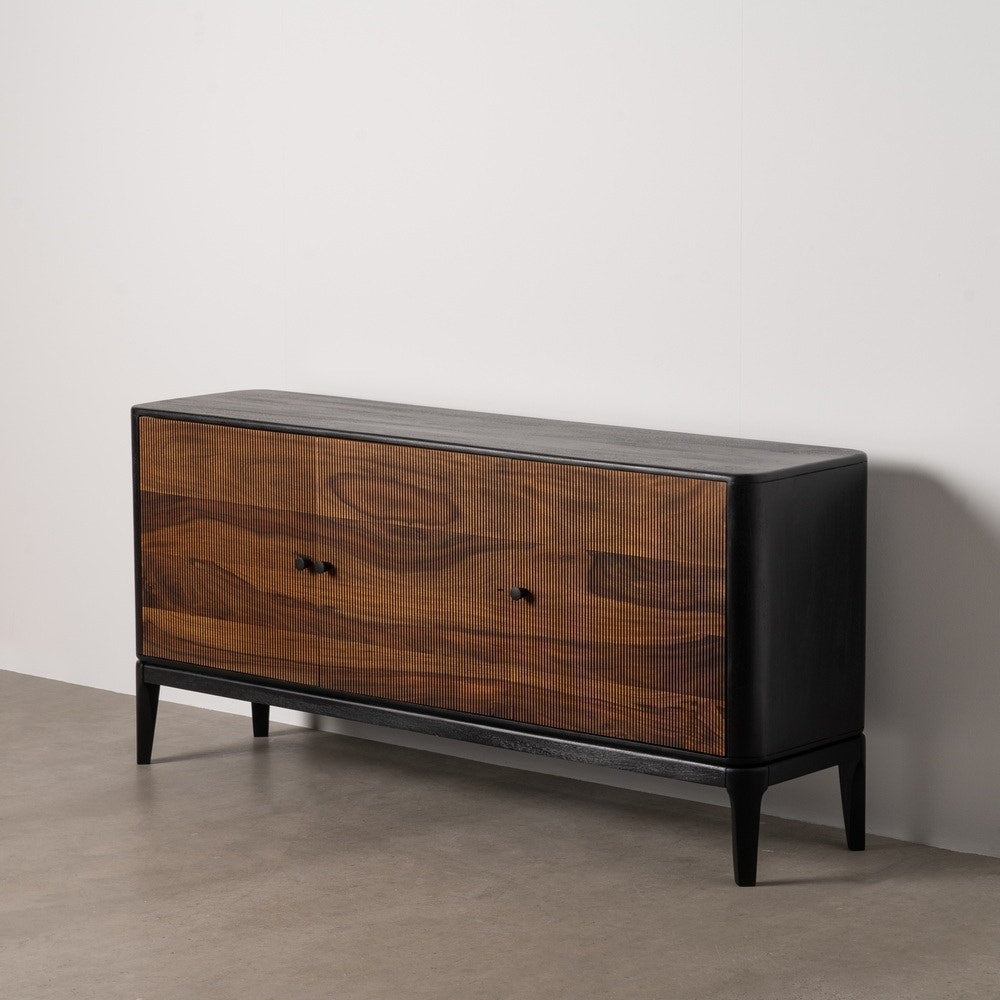 Brown-Black Wood Sideboard 160x40x75 cm