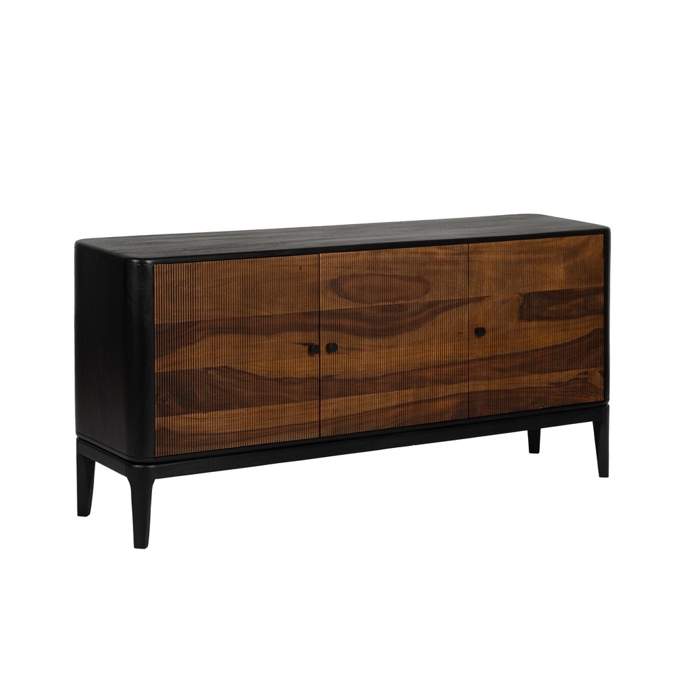 Brown-Black Wood Sideboard 160x40x75 cm