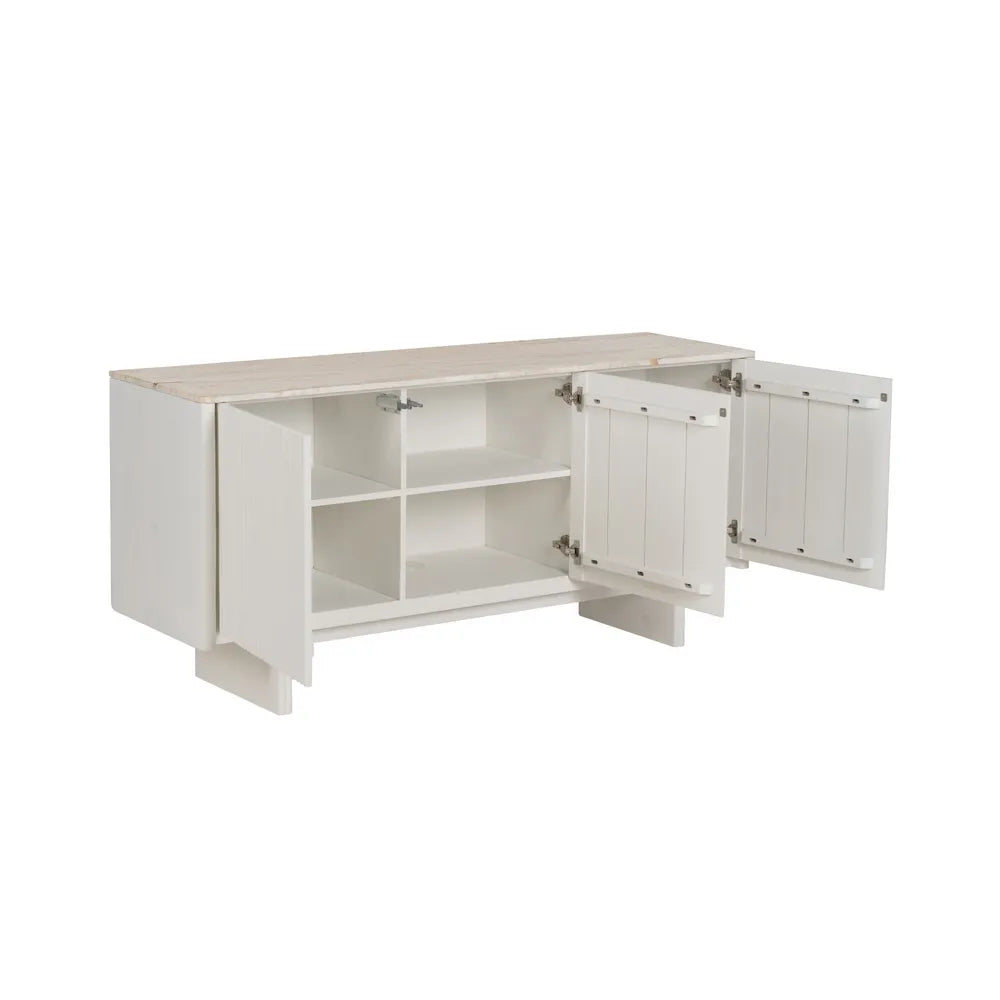 BUFFET WHITE MARBLE/WOOD 159 X 45 X 75 CM